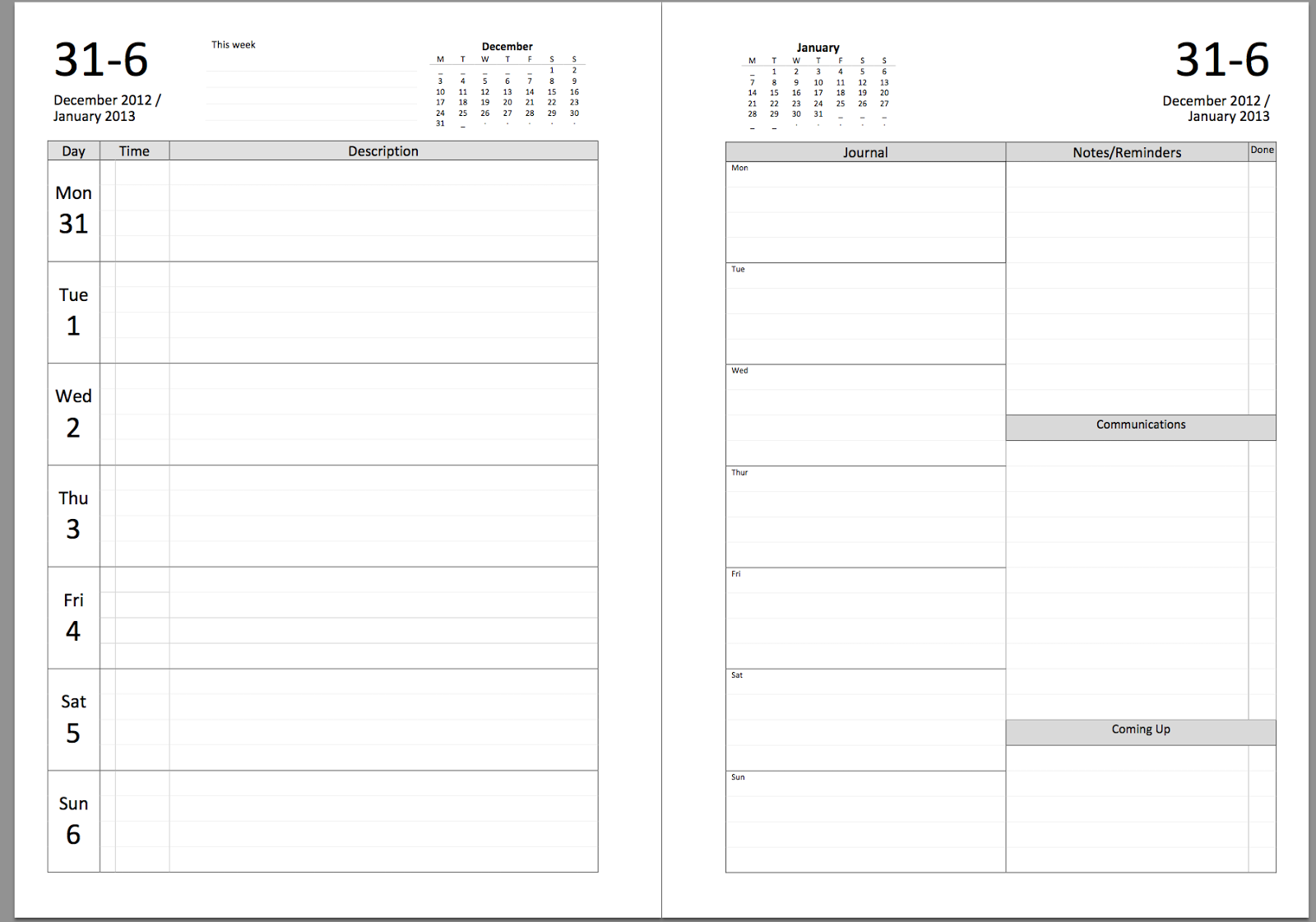 Pocket Week per page 4 language cotton cream 2021 Diary Filofax 