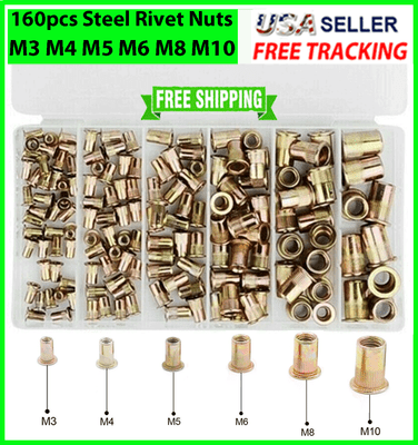 5/32"X0.291" Grip Range: 0.063"~0.125" Steel/Steel Blind Pop Rivet 100pcs 