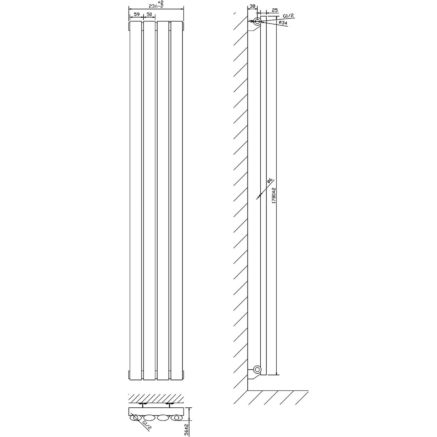 Vertical Bathroom Designer Radiator Upright Oval Column Panel Central Heating Vertical Bathroom Designer Radiator Upright Oval Column Panel Central Heating