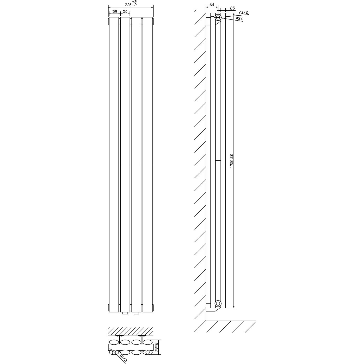 Vertical Bathroom Designer Radiator Upright Oval Column Panel Central Heating Vertical Bathroom Designer Radiator Upright Oval Column Panel Central Heating