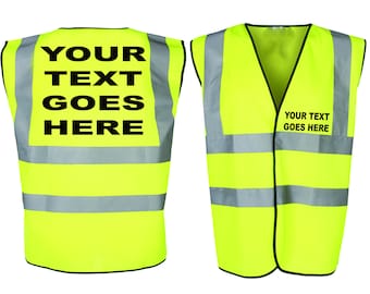 Hi Vis Safety Jacket Vest Children's Kids Personalised Own Words Size 0-9Years Hi Vis Safety Jacket Vest Children's Kids Personalised Own Words Size 0-9Years
