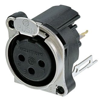 XLR Panel-Mount Male Receptacle 3 D Vertical/Mounting PCB Nickel 