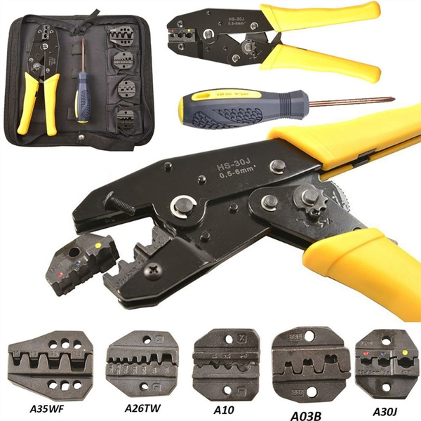 Ratchet Crimper Plier Crimping Tool Cable Wire Electrical Terminals Kit w/ Box 