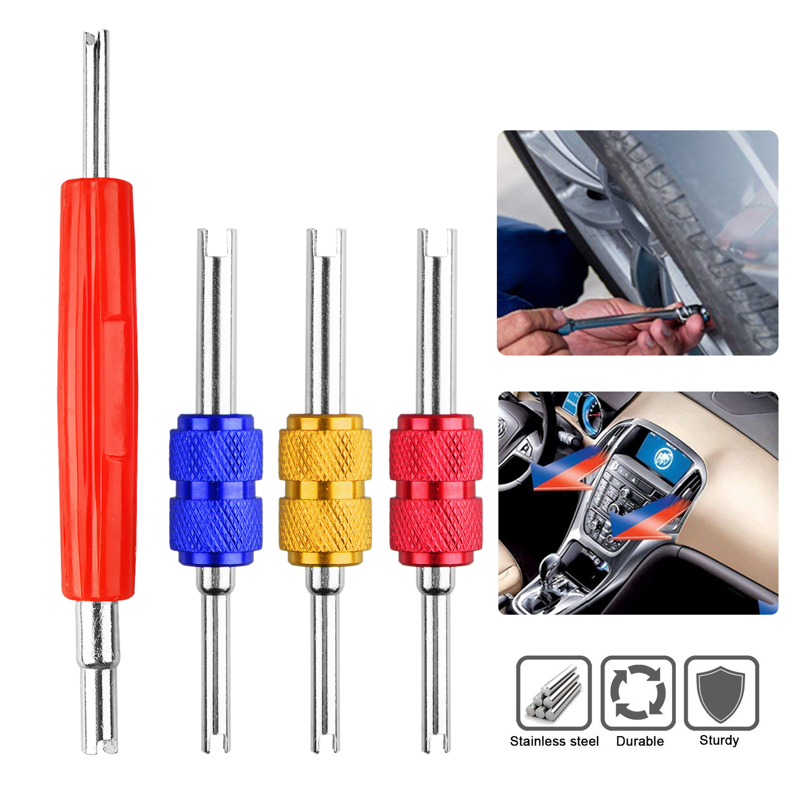 3PCS Valve Core Remover Installer Car Truck Bike Tube Tire Repair Tools 