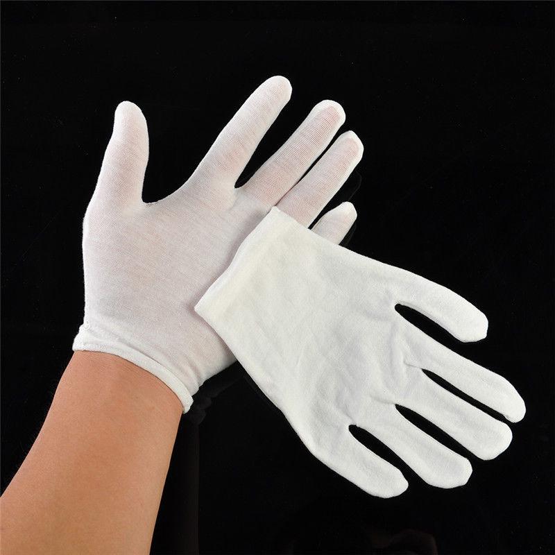 12 Pairs White Gloves 100% Soft Cotton Gloves Coin Jewelry Inspection Work UK 