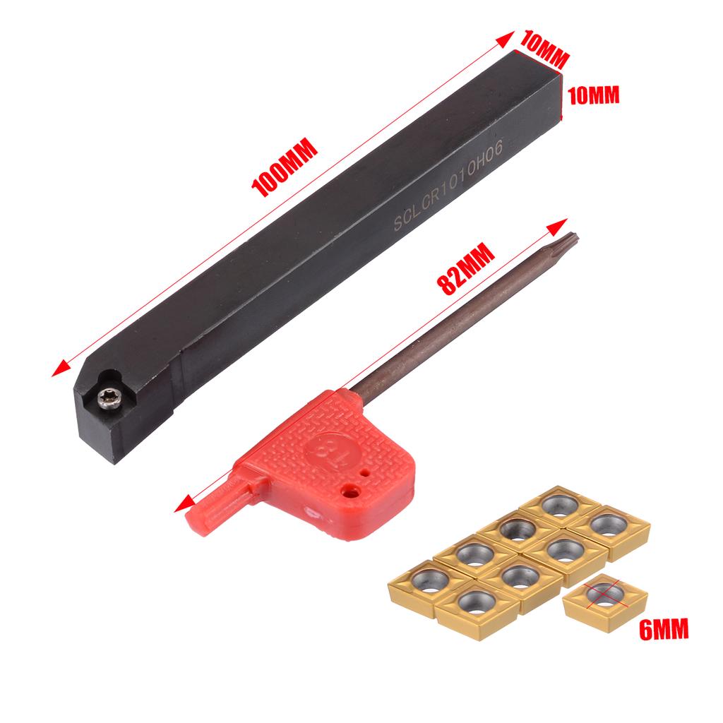 Steel SCLCR1010H06 Lathe Turning Tool Holder Boring Bar+10x CCMT0602 Inserts Box 