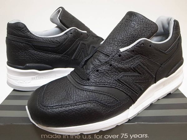 【送料無料 即決】NEW BALANCE USA製 M997BSO 27.5cm US9.5新品 オールレザーモデル BLACK バイソンレザー BISON LEATHER 黒x白 アメリカ製