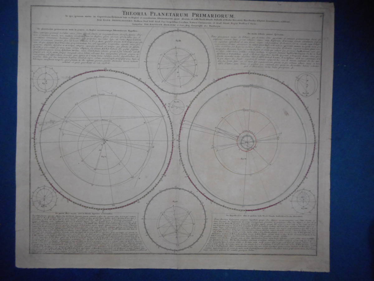アンティーク、天文、天体、星座早見盤、手彩色銅版画、星図、1742年『ドッペルマイヤー星図　4』Star map, Planisphere, Celestial atlas
