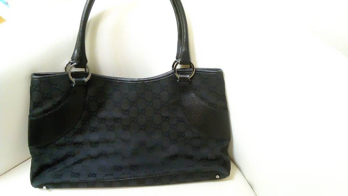 ★即決★GUCCI（グッチ)ブラック　GG柄 ナイロンキャンバス　トートバッグ