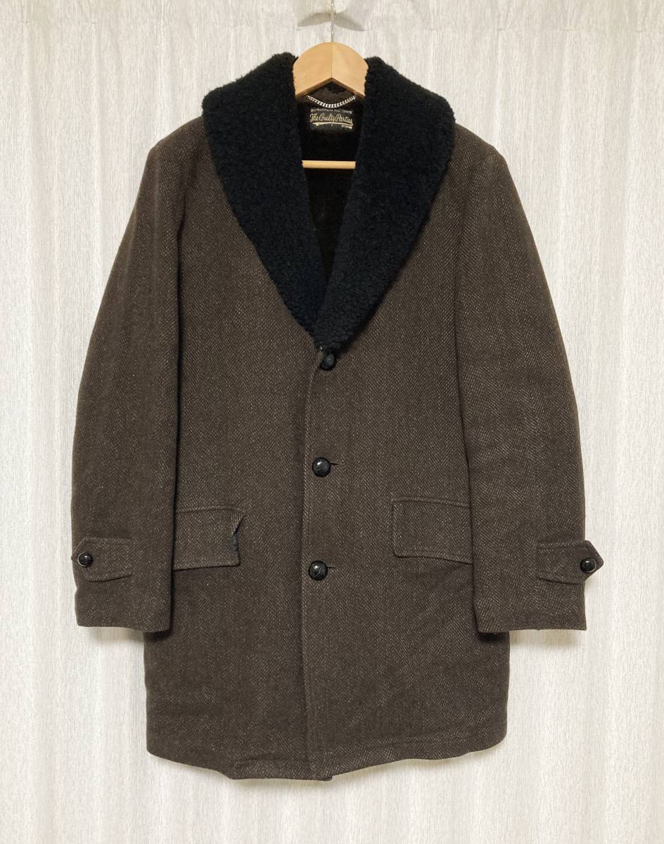美品☆[WACKO MARIA×Ermenegildo Zegna] 17AW 定121,000 襟ムートン ギャングコート アルパカウール チェスターコート S ブラウン ゼニア