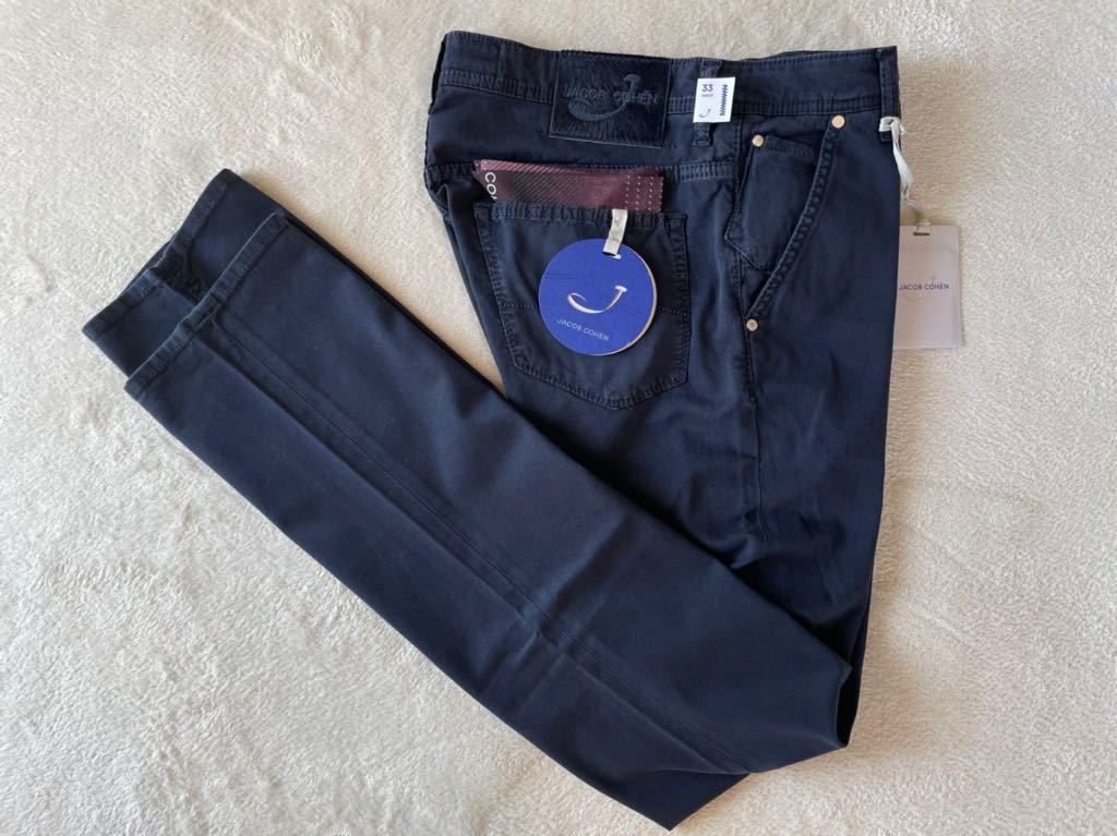 【JACOB COHEN ヤコブコーエン J613 COMF 】イタリア製 美脚 NAVY ネイビー ストレッチ チノパンツ 33インチ