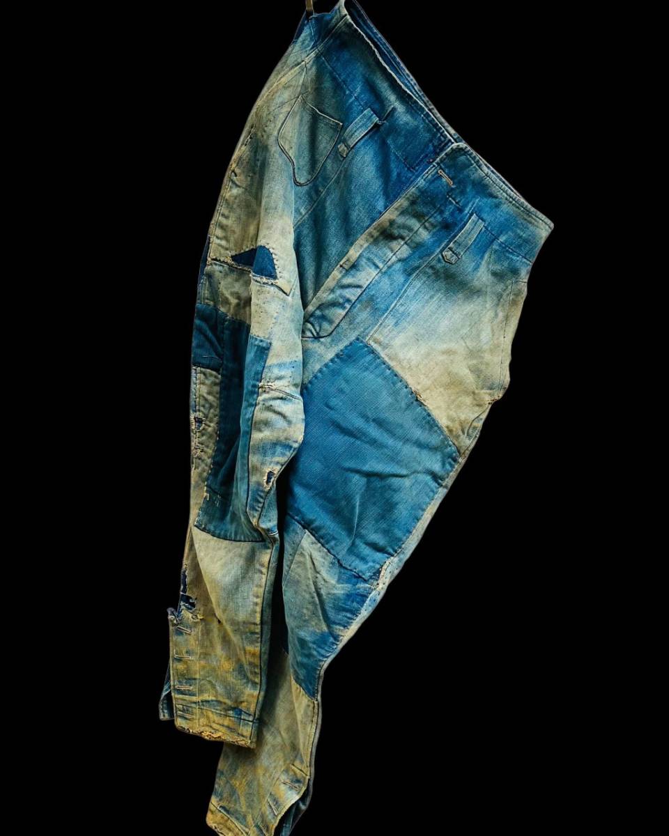 貴重 珍品 絶品 戦前 戦後 リペア ジョッパーズ デニム 裾ボタン モンキーパッチ JAPAN VINTAGE ジャパンヴィンテージ 日本の古い服 40s50s