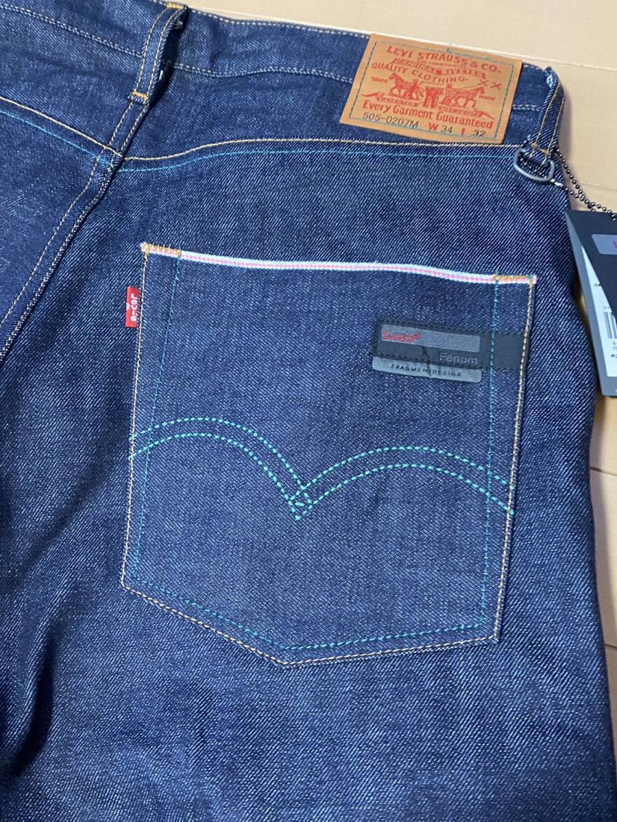 希少！デッドストック FRAGMENT DESIGN×LEVI'S Fenom　FM505-0032 Painted Green Stitch Rigid　藤原ヒロシ