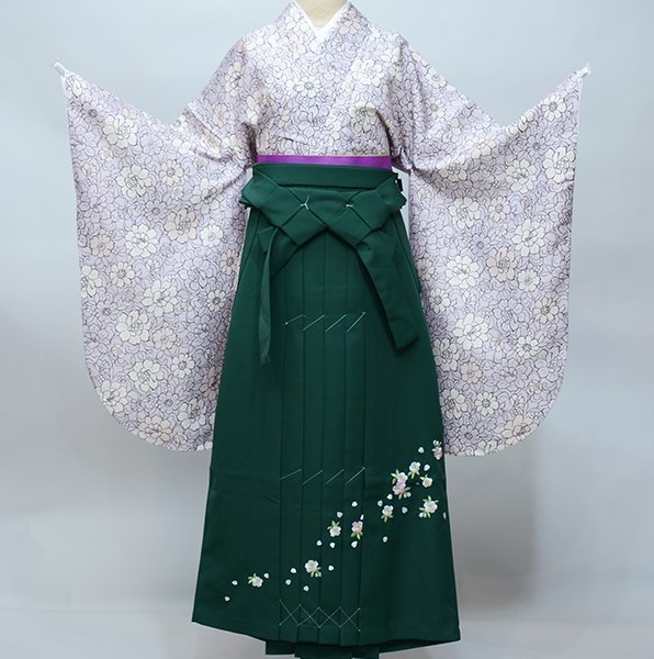 着物袴セット ジュニア用へ直し 135cm～150cm ボヌールセゾン 薄紫地 袴色変更可能 卒業式 新品（株）安田屋 NO38582-02
