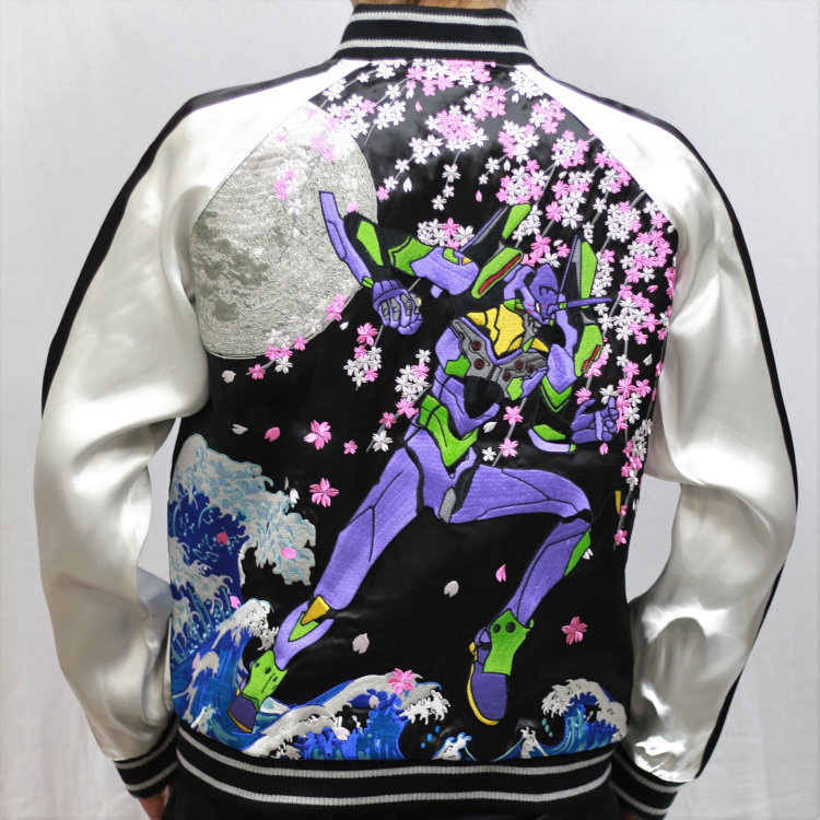 エヴァンゲリオン×錦 にしき コラボスカジャン 513350 荒波桜初号機 ブラック XL LL 2L 和柄 EVA