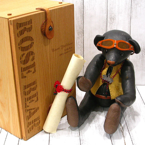 S3219☆ 吉川照美 ROSE BEAR RED MOON ローズベア レッドムーン 限定100体 アーティスト 作家 テディベア 希少 正規品