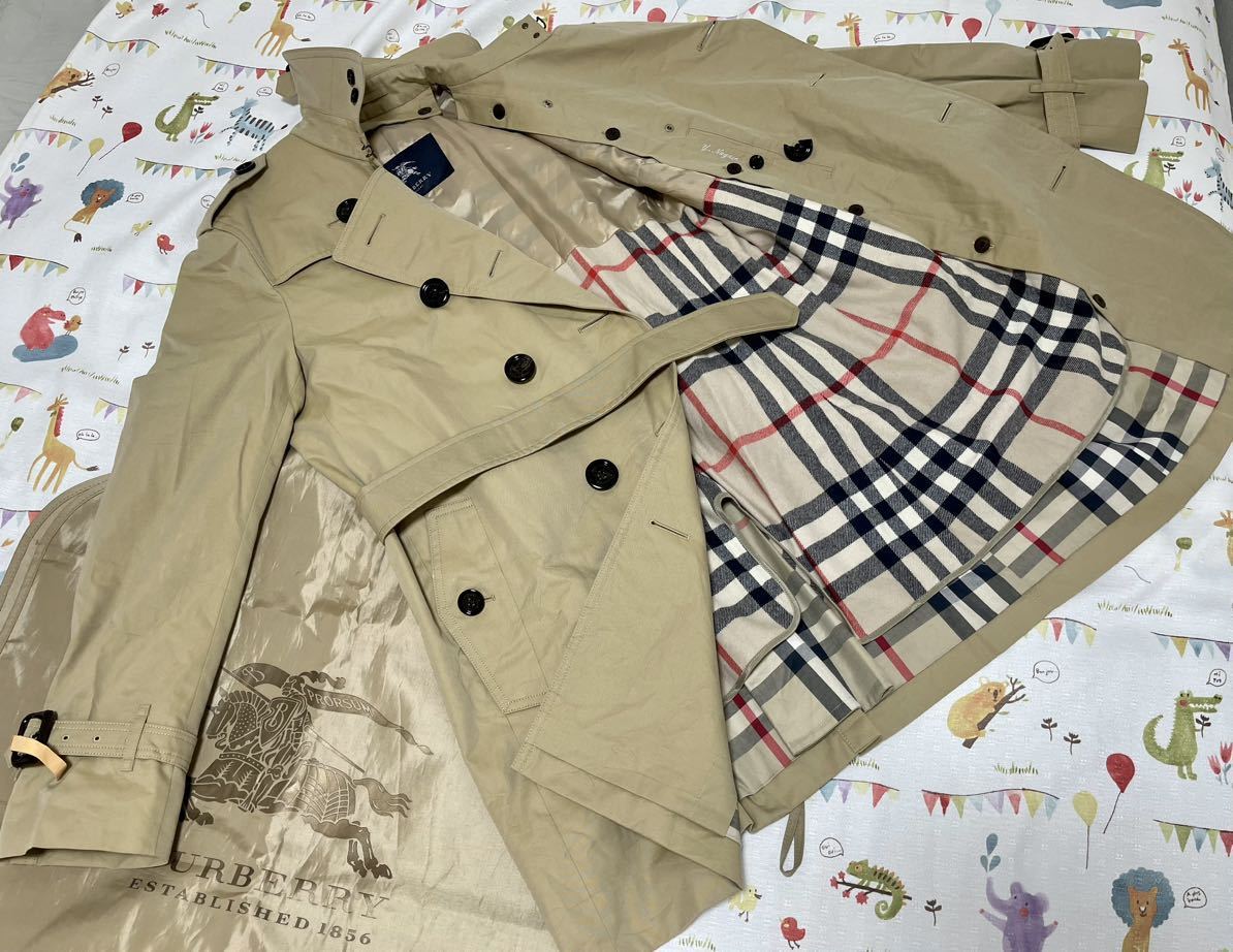 日本製25万美品ハニーベージュ★バーバリーメンズL LL175Burberryウールライナーベルト交換有りダブルトレンチコート春秋冬物厚ギャバジン