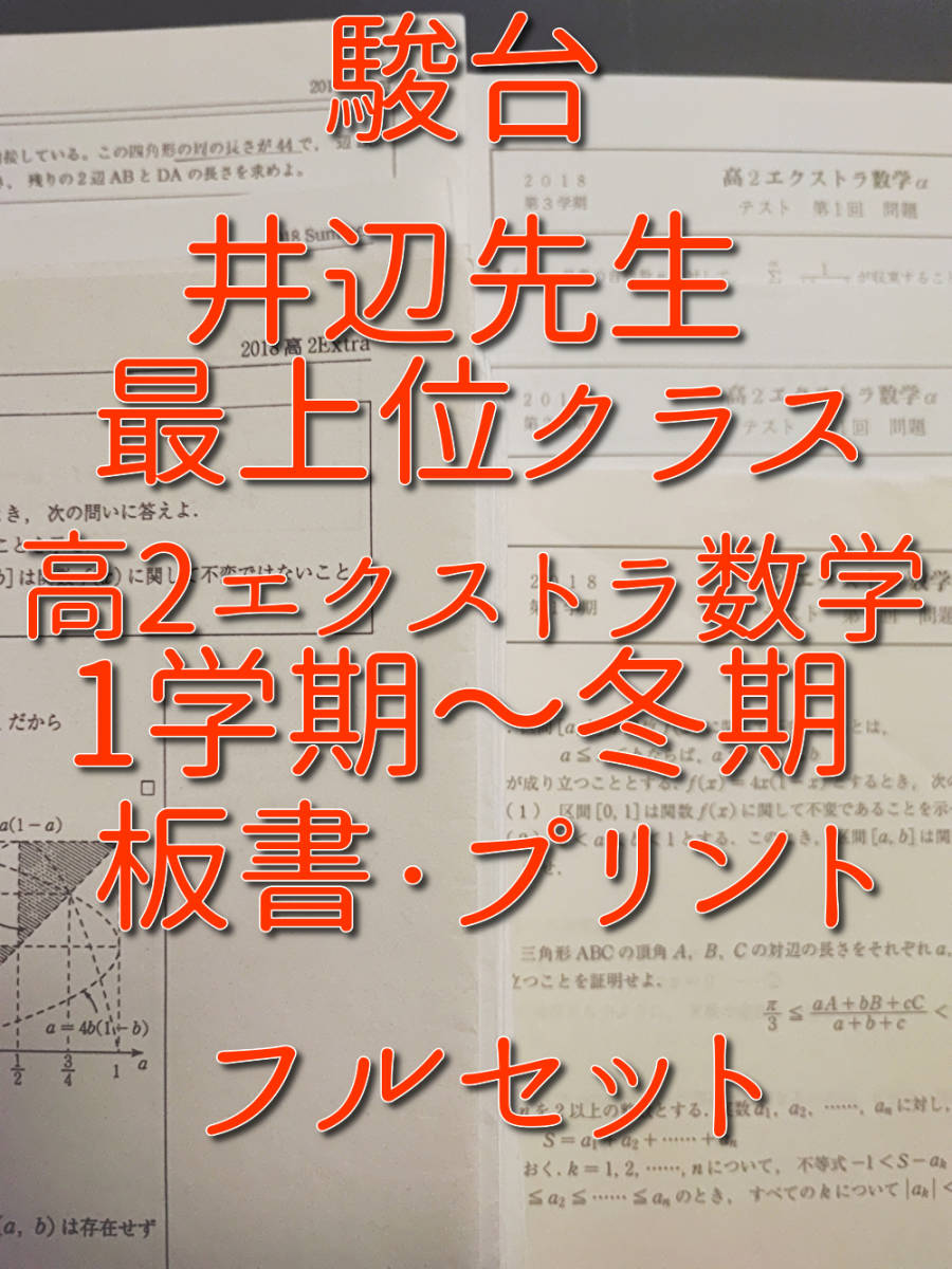駿台　井辺先生　高2エクストラα数学 プリント・板書　1～冬期　フルセット 最上位クラス　河合塾　駿台　Z会　東進 　SEG　鉄緑会