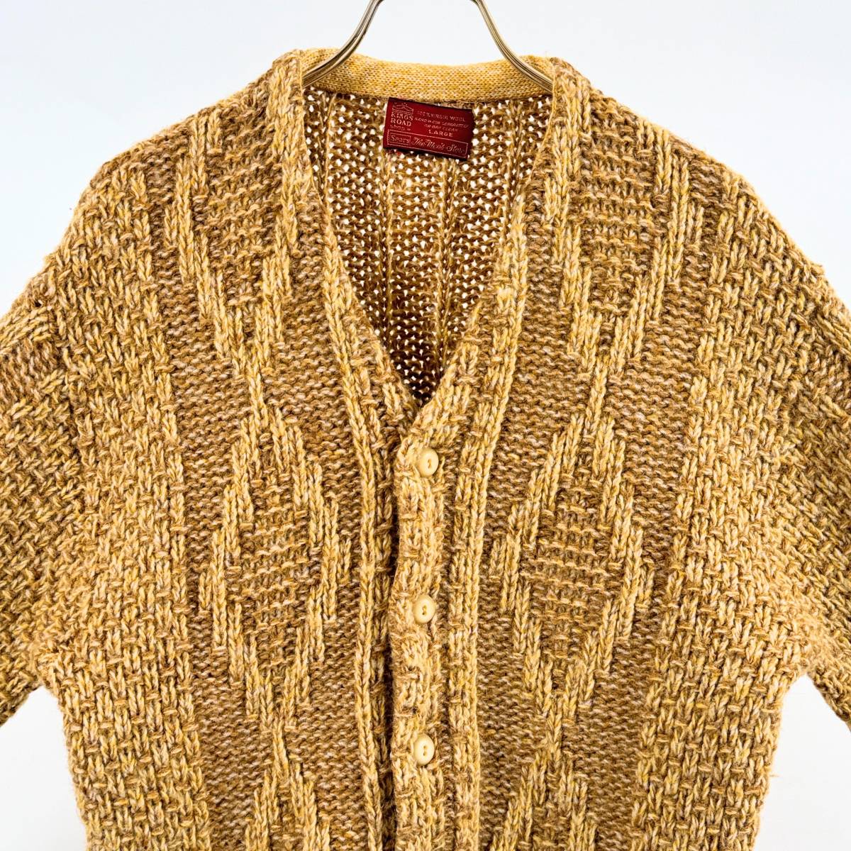 希少《 Mint Condition(Dead) 》60s 70s 極上品【 KINGS ROAD SEARS 肉厚ウール ケーブル ウール カーディガン L ビンテージ】