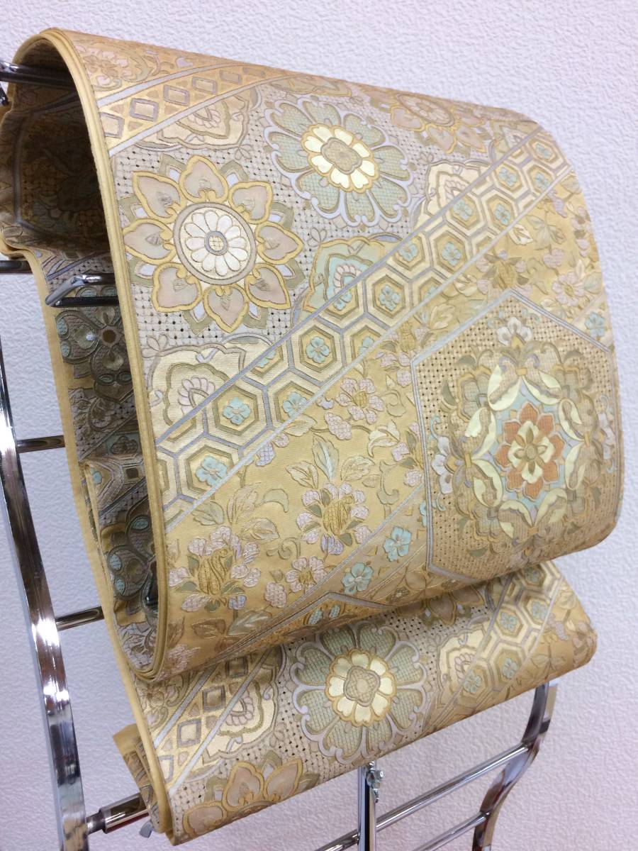 【絹都】 送料無料 仕立て付き 正絹袋帯 中国伝統工芸 汕頭スワトウ刺繍 六通柄 13-15 落札後に仕立てます フォーマル袋帯 商品動画あり