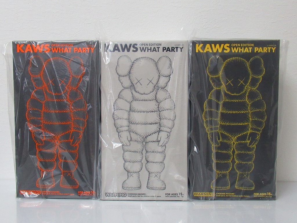 3色3個セット KAWS WHAT PARTY MEDICOM TOY BE@RBRICKカウズ メディコムトイ ①YELLOW ②ORANGE ③WHITE 新品未開封