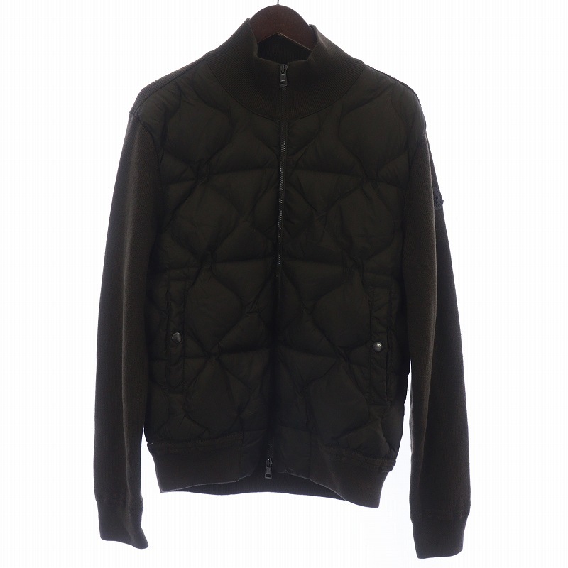 モンクレール MONCLER 18AW MAGLIONE TRICOT CARDIGAN ニット切替 ダウンジャケット キルティング ウール M カーキ D20919418900 97551