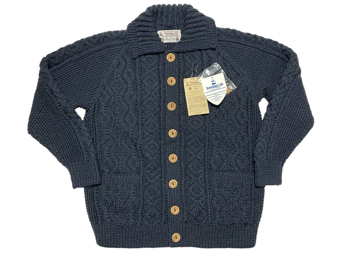 未使用品 40 INVERALLAN インバーアラン 3A CARDIGAN CHARCOAL カーディガン 茶タグ SCOTLAND製