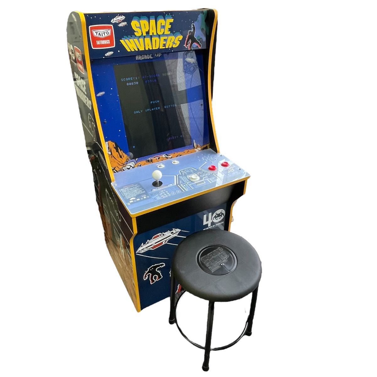 TAITO 40周年 ARCADE 1up スペースインベーダー アーケード ゲーム機 SPACE INVADERS チェア付 千葉県我孫子市直接引取推奨
