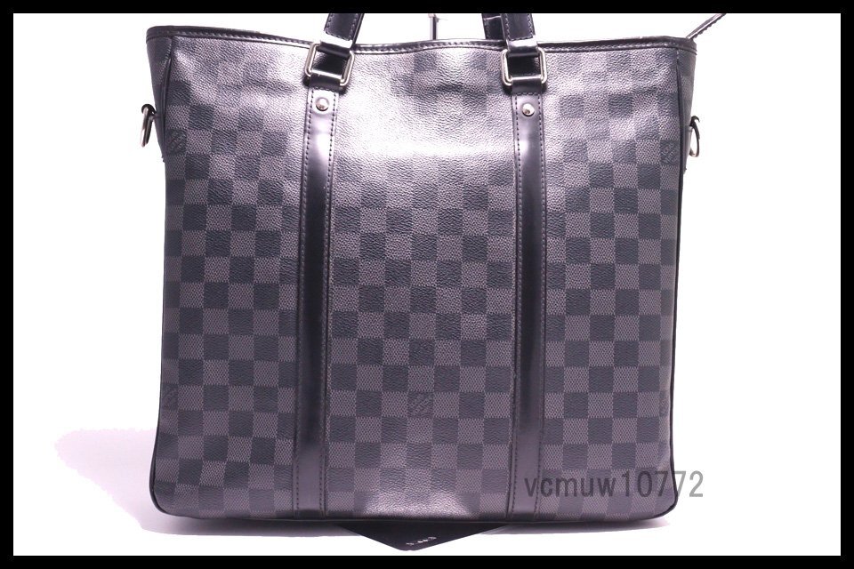 近年モデル希少美中古■LOUIS VUITTON ダミエグラフィット タダオPM レザー トートバッグ ルイヴィトン■0620va074715