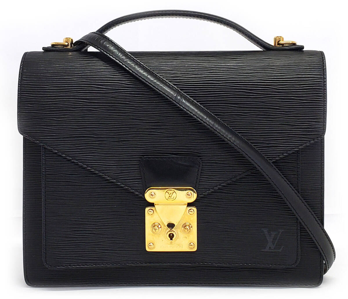 J707◆超美品【ルイヴィトン】エピ モンソー 2wayハンドバッグ M52122◆ショルダー有 ビジネス ノワール 黒