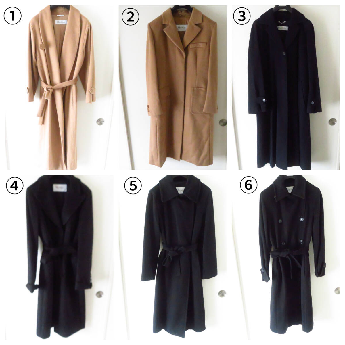 【MaxMara】マックスマーラ 白タグ コート 6着セット【訳ありジャンク品】　キャメル100% カシミア100%　アルパカ