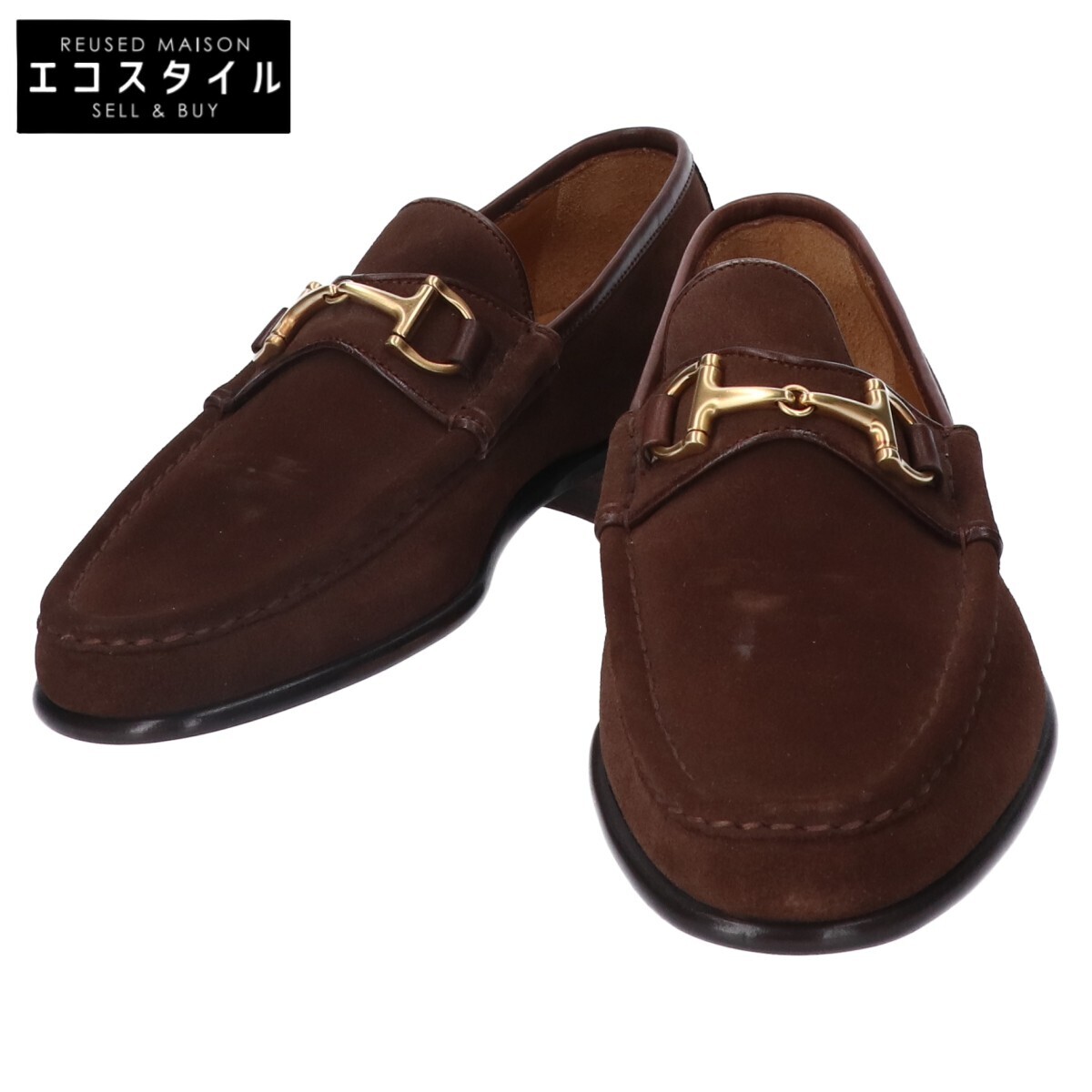 美品 ENZO BONAFE エンツォボナフェ スエード Dビット ローファー シューズ 6 1/2 ブラウン メンズ