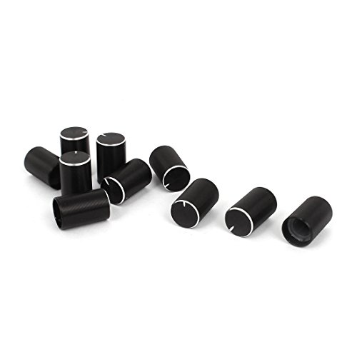 10 Pcs 6mm Shaft Hole Dia Plastic Threaded Knurled Potentiometer Knobs Caps OuWD 