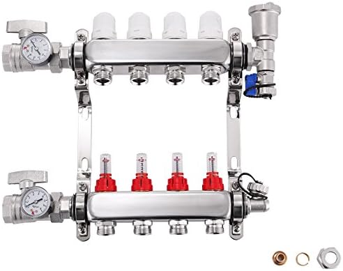 4 Loop/Branch 1/2" Pex Manifold Stainless Steel Radiant Floor Heating Set/Kit 4 Loop/Branch 1/2" Pex Manifold Stainless Steel Radiant Floor Heating Set/Kit