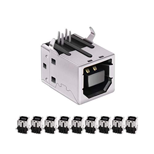 20 Pcs 4 Pin Type B USB Right Angle Female Jack Socket Connector PCB Mount 