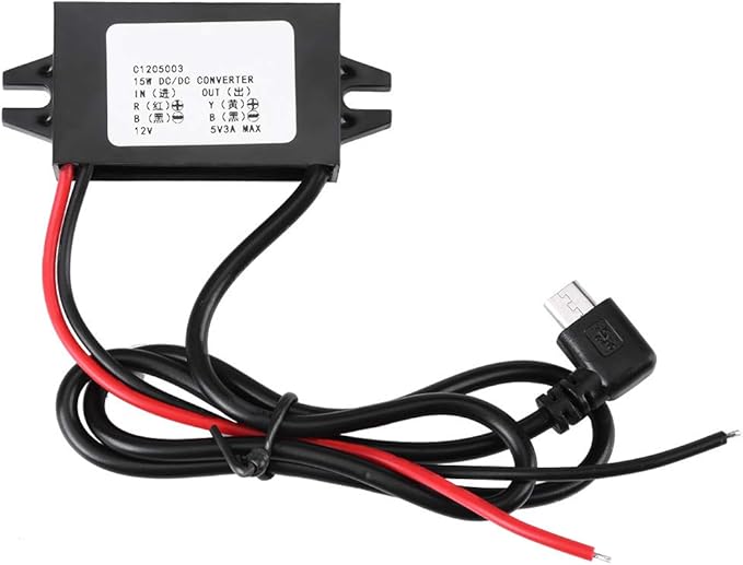 1X Inverter 12V to 5V DC voltage transformer 3A USB dual port converter Y9O6 