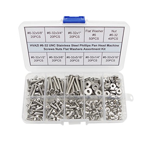 100pcs #6-32 Cross Pan Head Machine Screws Assortment Kit Stainless Steel 100pcs #6-32 Cross Pan Head Machine Screws Assortment Kit Stainless Steel