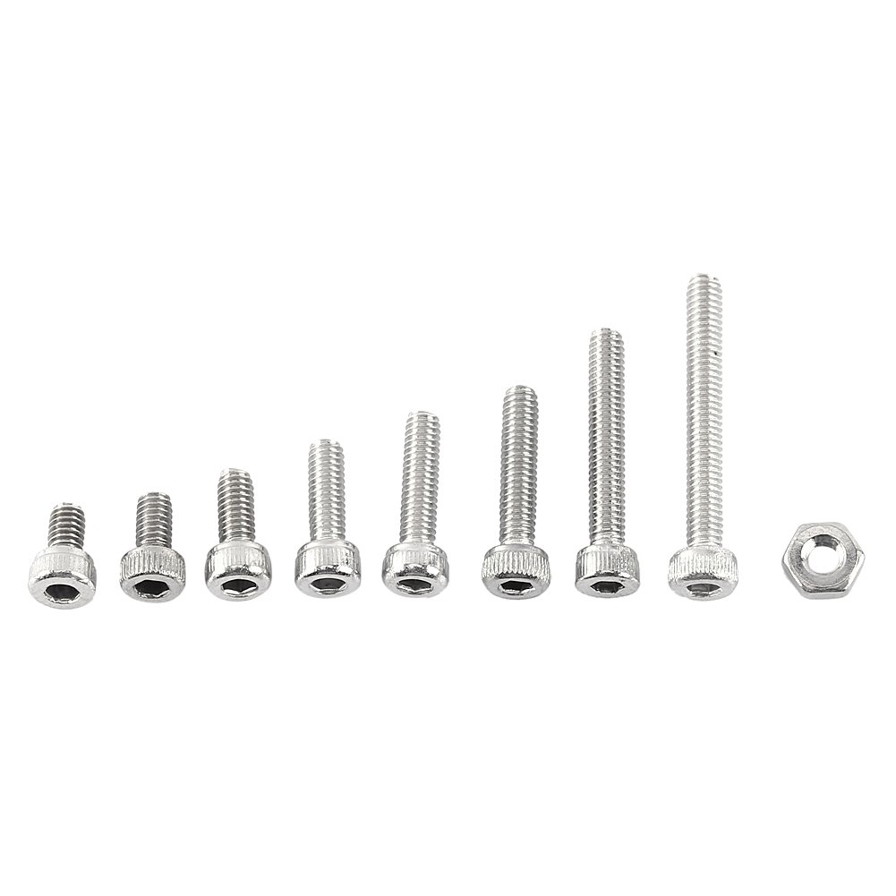 M2 Button Head Hex Socket Screws Bolt and Hex Nuts Assortment A2 Stainless Steel 