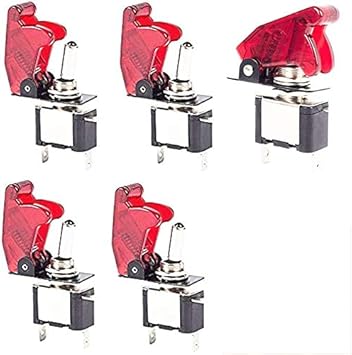 5PCS Car Illuminated Red LED Toggle Flick Switch 20A 12V On/Off SPST UK Seller 