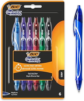 0.7 mm Assorted Colours pack Bic Gel-ocity Quick Dry Gel Ink Pens Medium Tip 0.7 mm Assorted Colours pack Bic Gel-ocity Quick Dry Gel Ink Pens Medium Tip