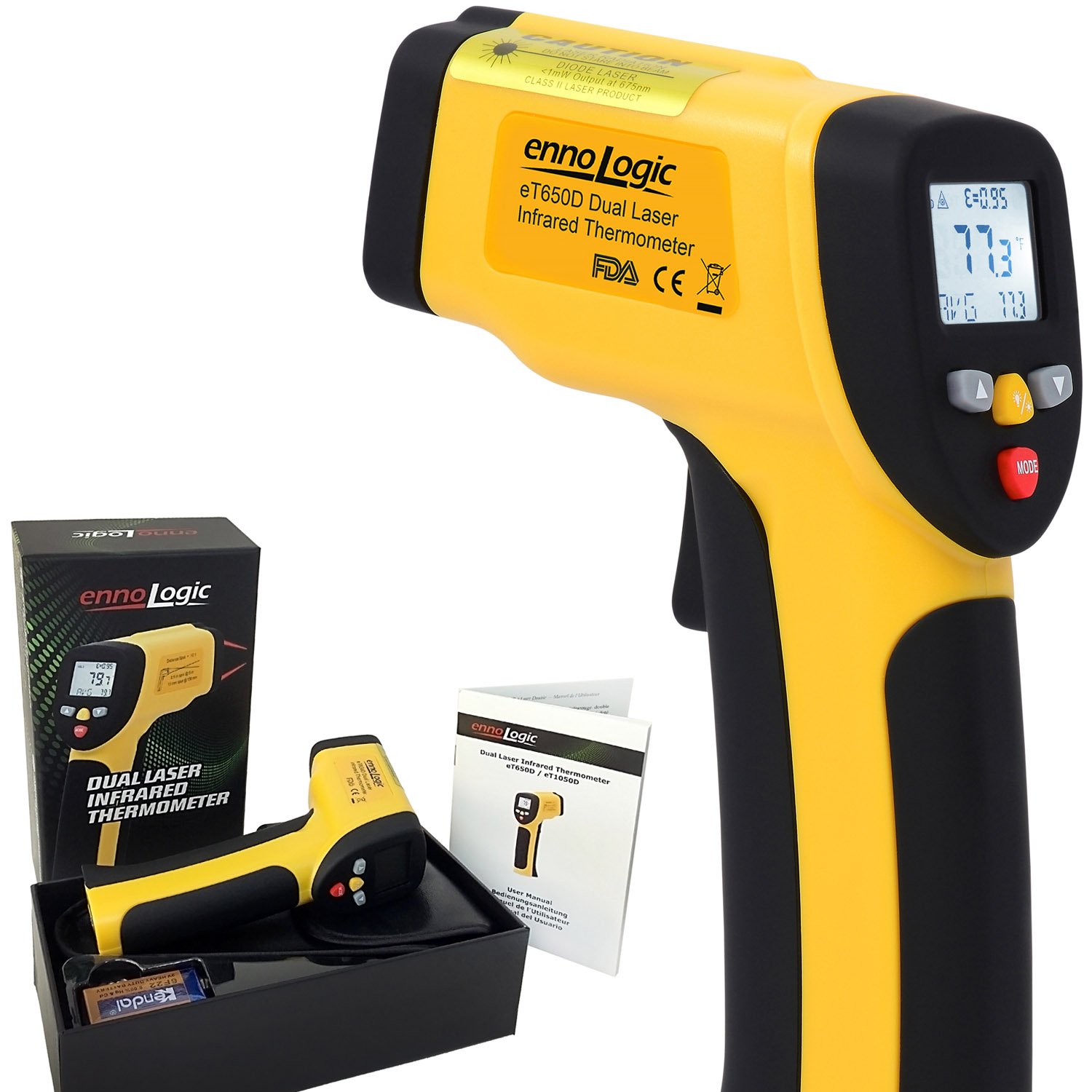 LCD LASER INFRARED DIGITAL TEMPERATURE THERMOMETER GUN PYROMETER NON-CONTACT OPU 