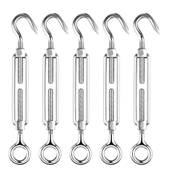 5PCS Stainless Steel Hook & Eye Turnbuckle Wire/rope Tension Tighten Tools Kit 