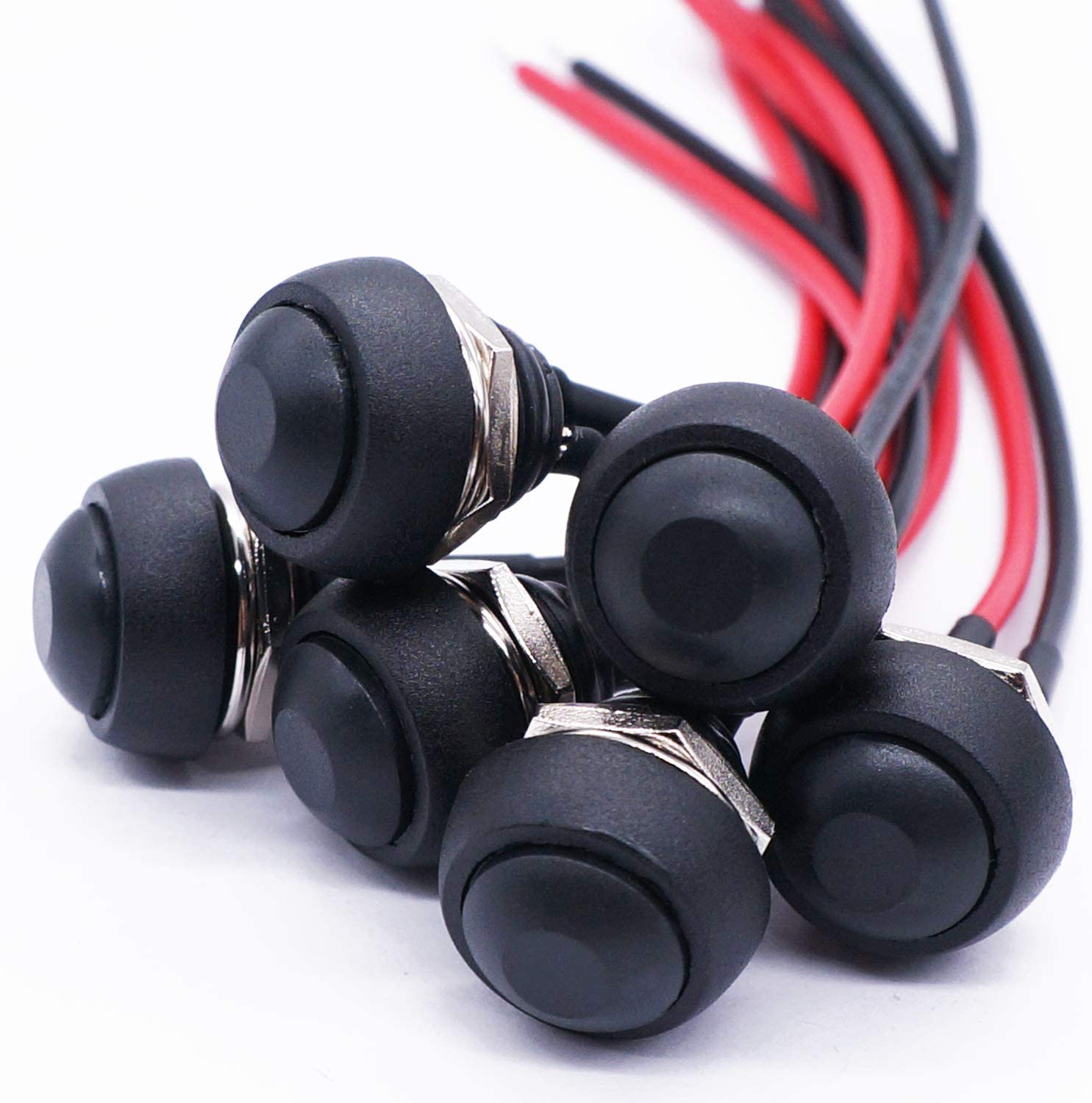 Momentary Round Push Button Switch 12mm SPST Red On- Off 