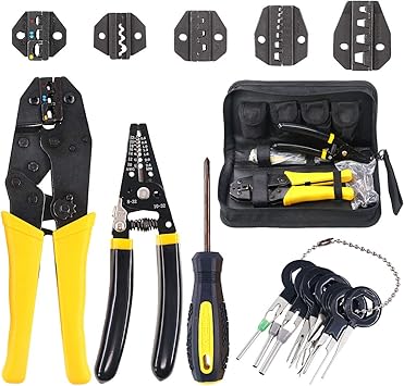Ratchet Crimper Plier Crimping Tool Cable Wire Electrical Terminals Kit w/ Box 