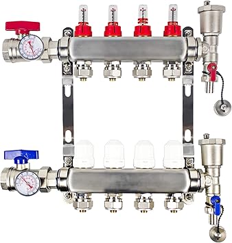 4 Loop/Branch 1/2" Pex Manifold Stainless Steel Radiant Floor Heating Set/Kit 4 Loop/Branch 1/2" Pex Manifold Stainless Steel Radiant Floor Heating Set/Kit