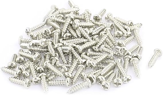 100Pcs x M2.6*8mm Countersunk Head Self Tapping Screw Phillips Ni-Plated Steel 