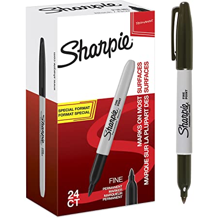 KaiKaiYingBiye Black Permanent Marker Pens Fine Point Tip Sharp 6 x Pen Pack UK 