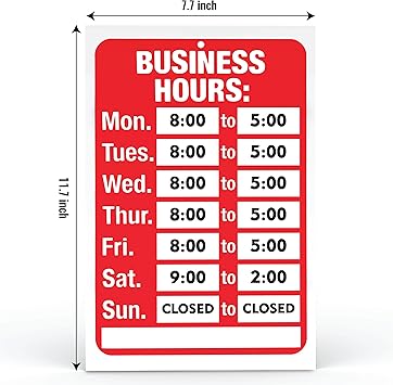 BUSINESS HOURS SAFETY STICKER RIGID GE334 INDOOR OUTDOOR SIGN Buy 2 get 1 Free BUSINESS HOURS SAFETY STICKER RIGID GE334 INDOOR OUTDOOR SIGN Buy 2 get 1 Free