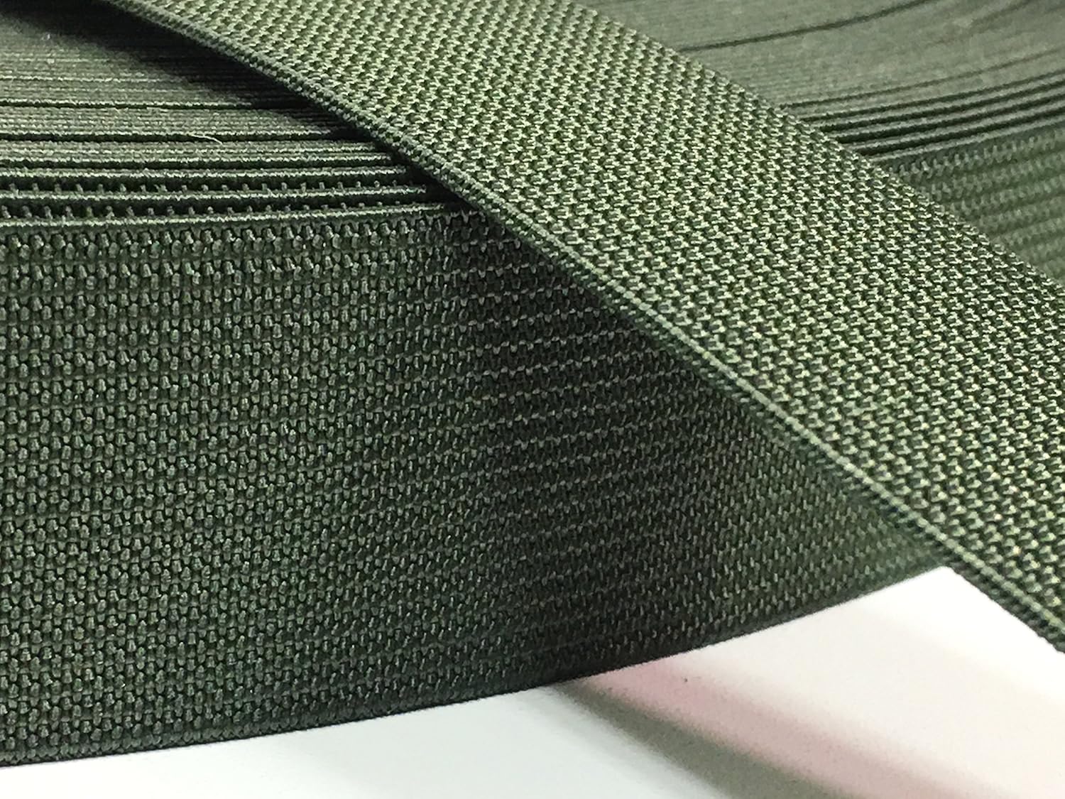 NOS Elastic Cotton Textile Webbing 1.5" x 20' Olive Drab Green MIL-W-5664 