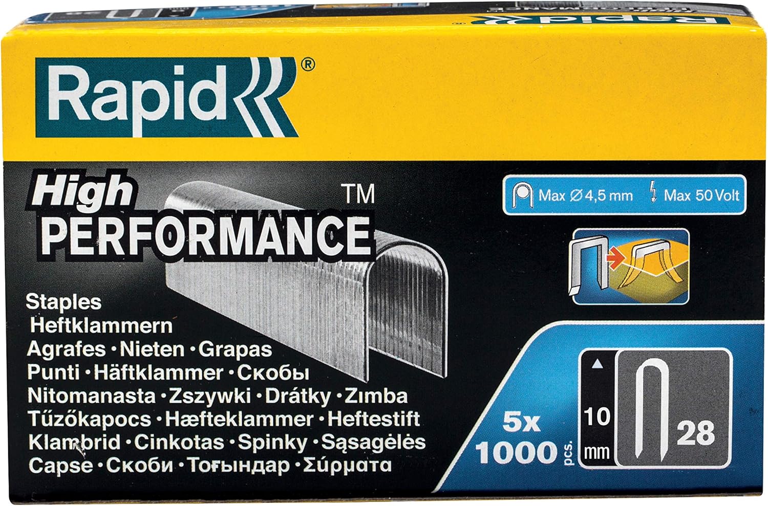 R13-4 RAPID 13 TACKER STAPLES 10mm wide x 4mm leg 5000 per box 